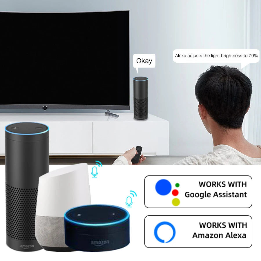Lampada intiligente de WiFi E27 de 12w compativel com Google Assistant, Home Alexa