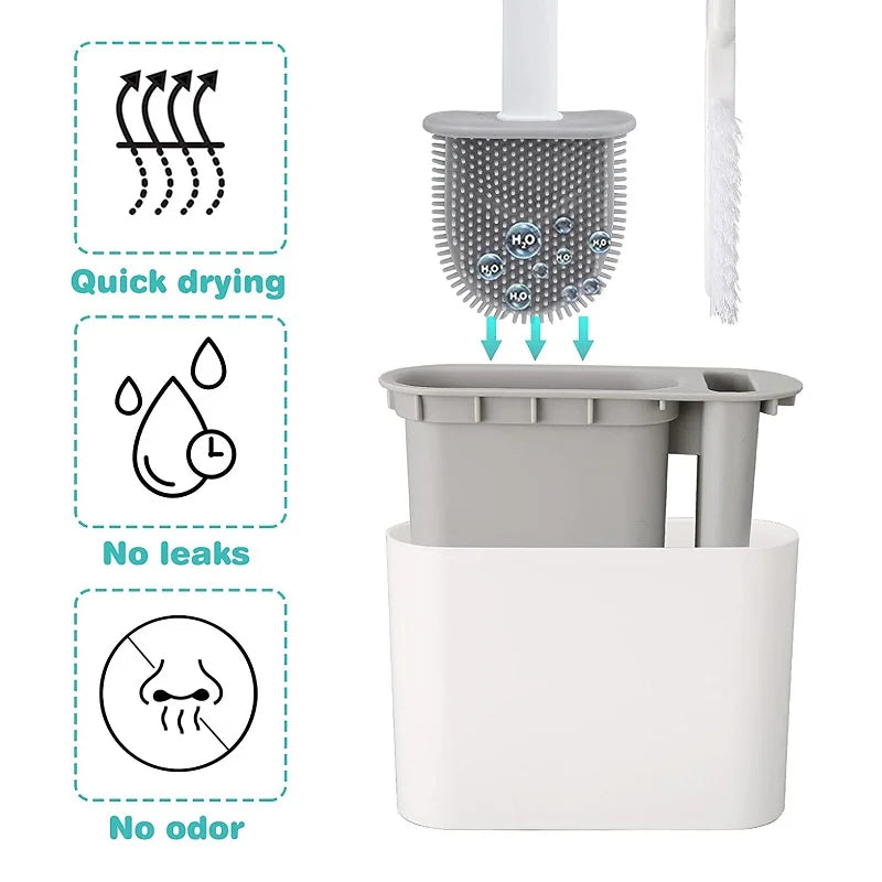 Conjunto de escova sanitária de silicone
